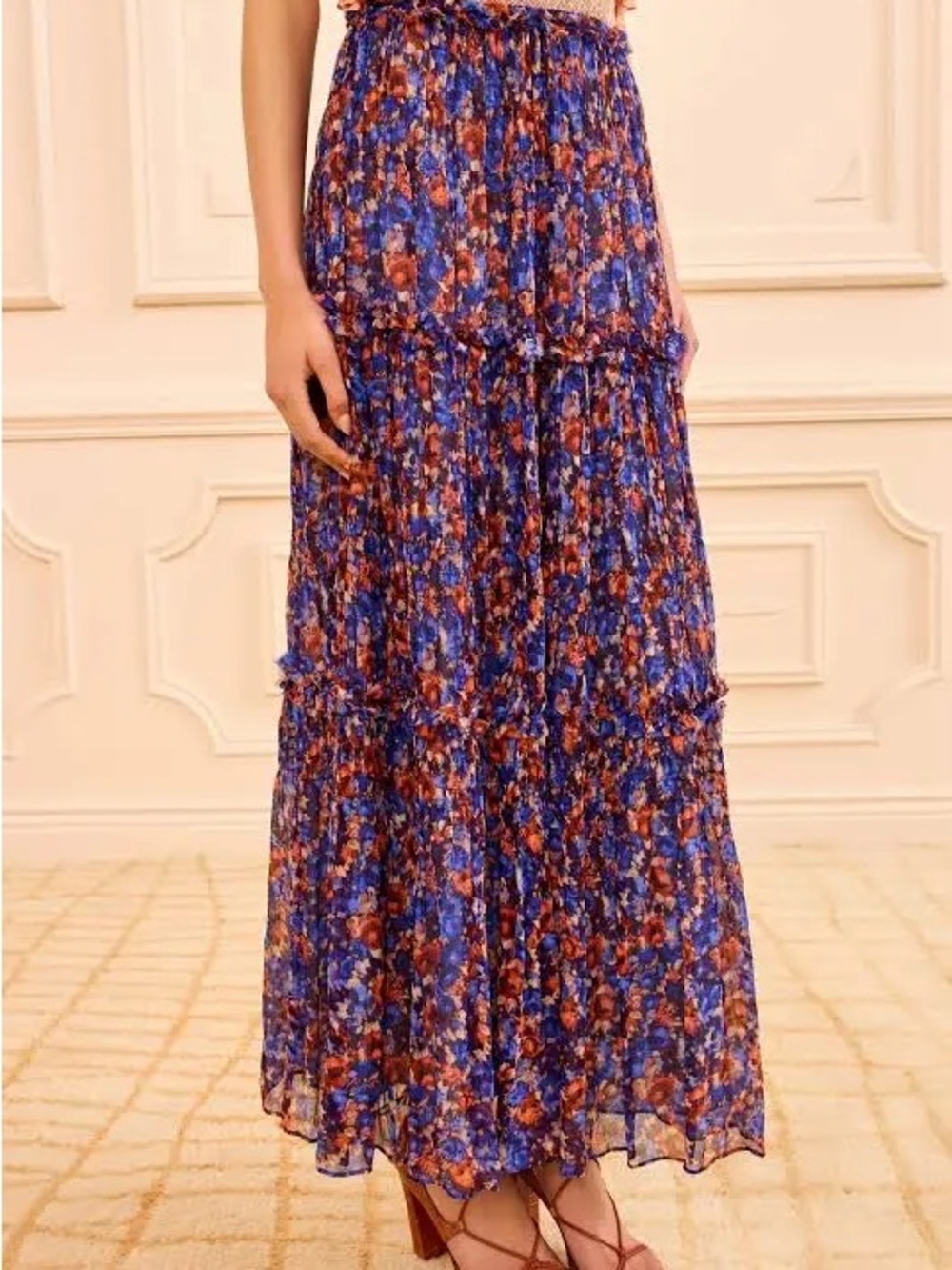 Ulla Johnson - Virginie violet Floral Tiered Maxi Skirt